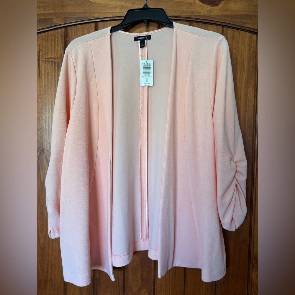 Torrid Pink Drape Front Blazer